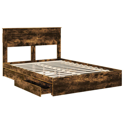 Letto con Contenitore con testiera Rovere fumÃ© 150 x 200 cm