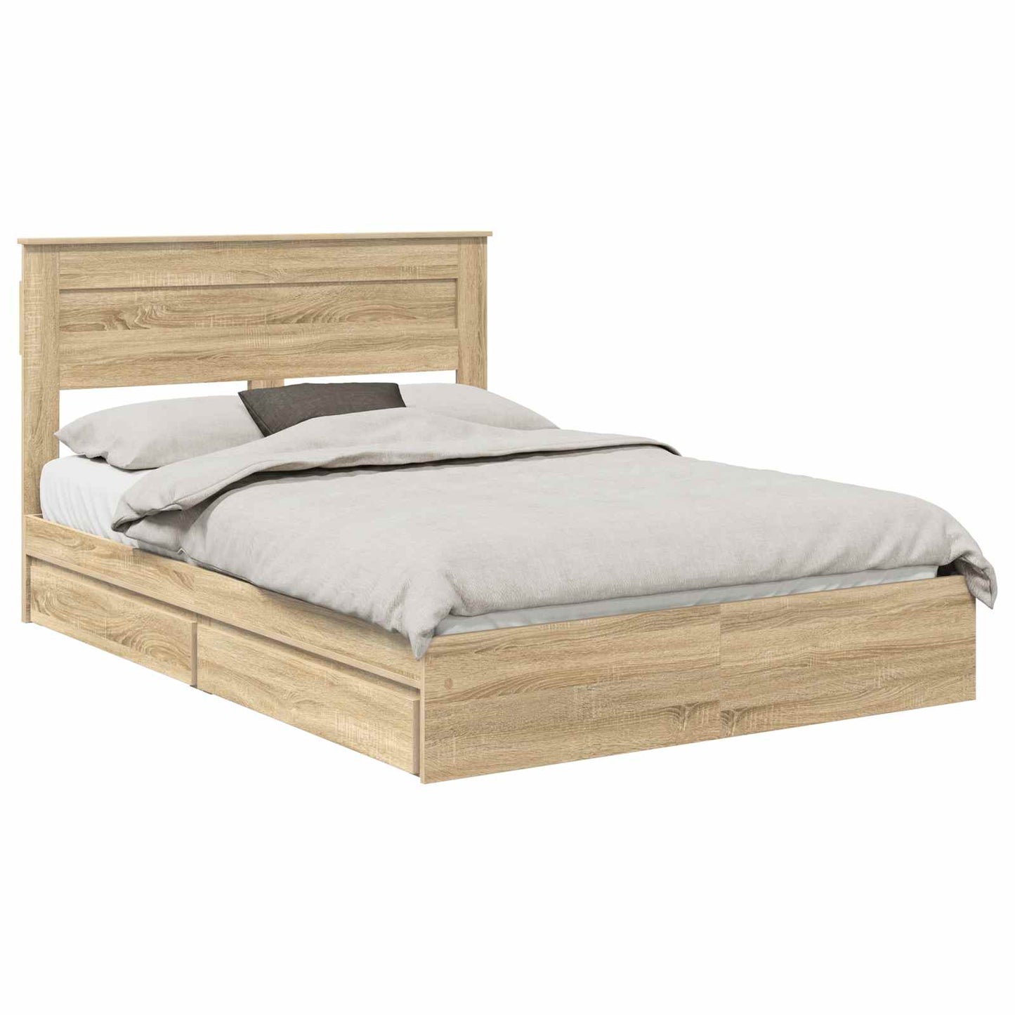 Letto con Contenitore con testiera Rovere Sonoma 140 x 190 cm
