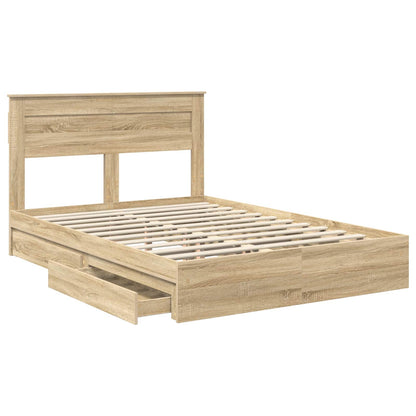 Letto con Contenitore con testiera Rovere Sonoma 140 x 190 cm