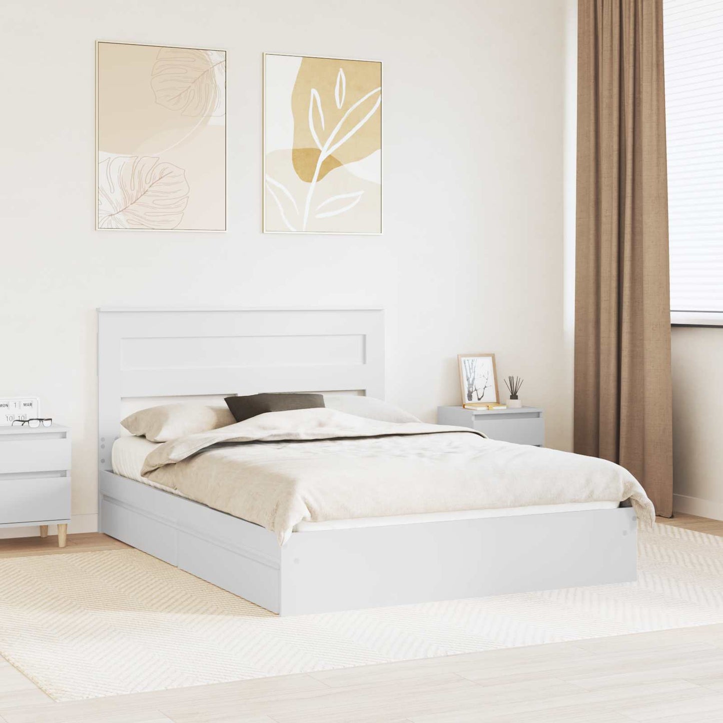 Letto con Contenitore Bianco 140 x 200 cm Legno multistrato
