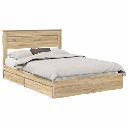 Letto con Contenitore con testiera Rovere Sonoma 140 x 200 cm