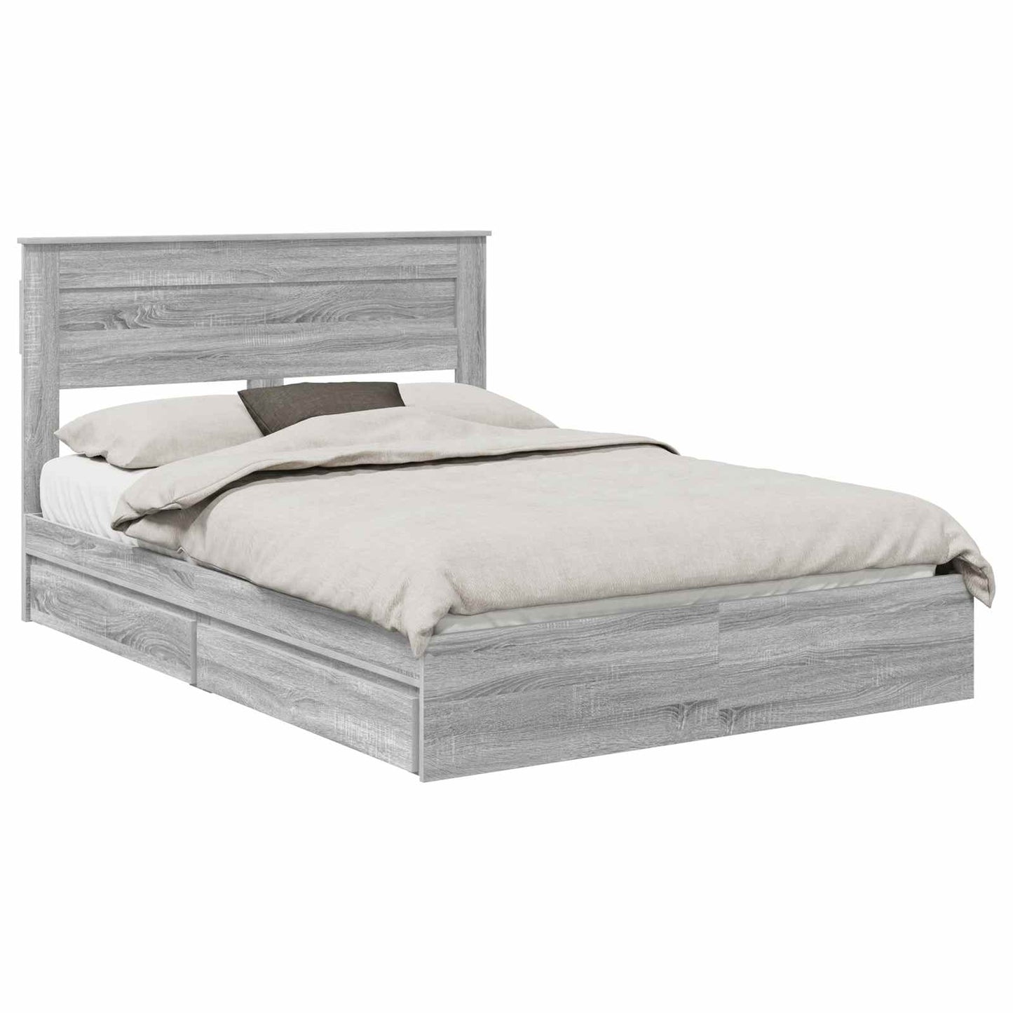 Letto con Contenitore con testiera Grigio Sonoma 140 x 200 cm