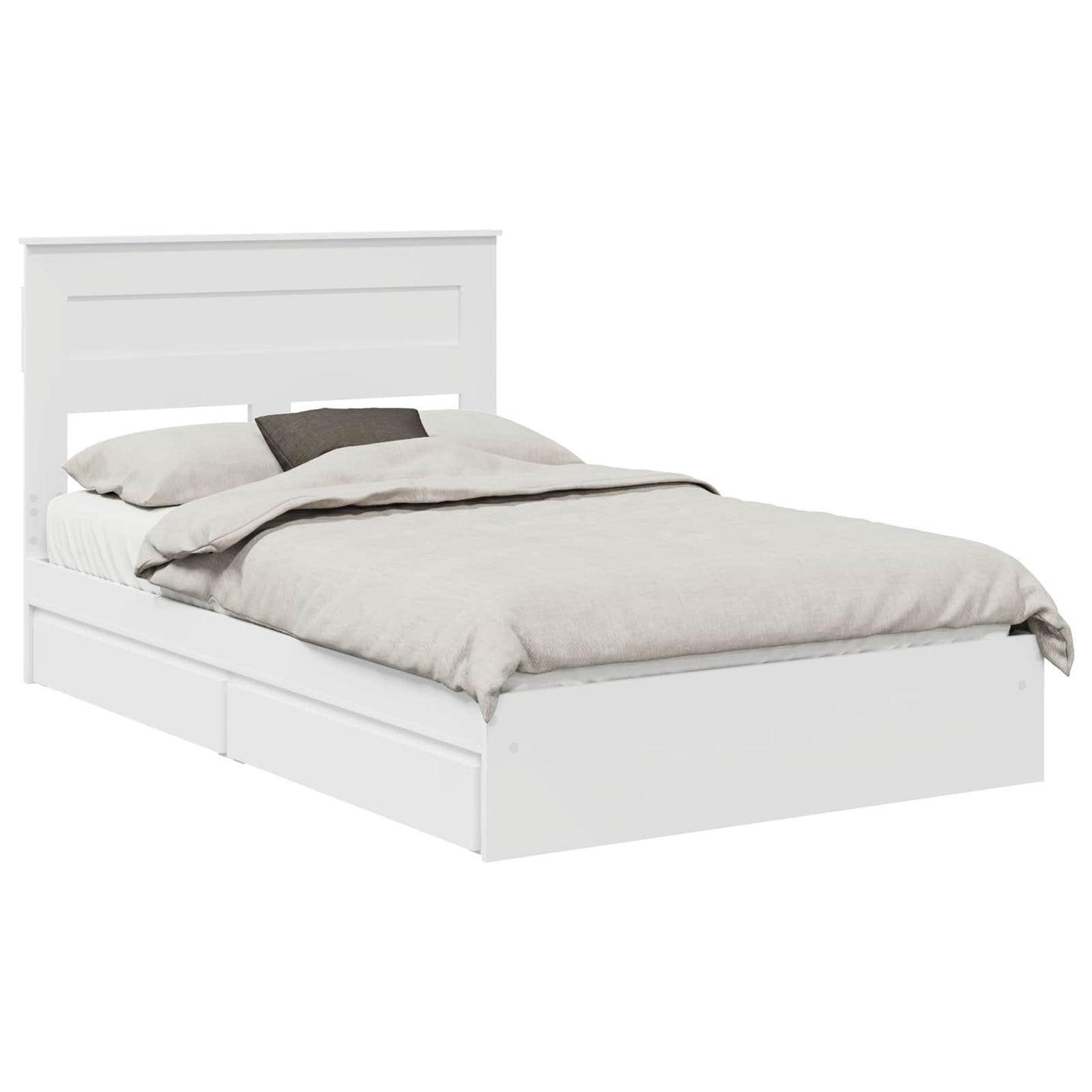Letto con Contenitore Bianco 135 x 190 cm Legno multistrato