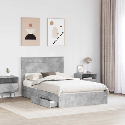 Letto con Contenitore con testiera Grigio cemento 135 x 190 cm