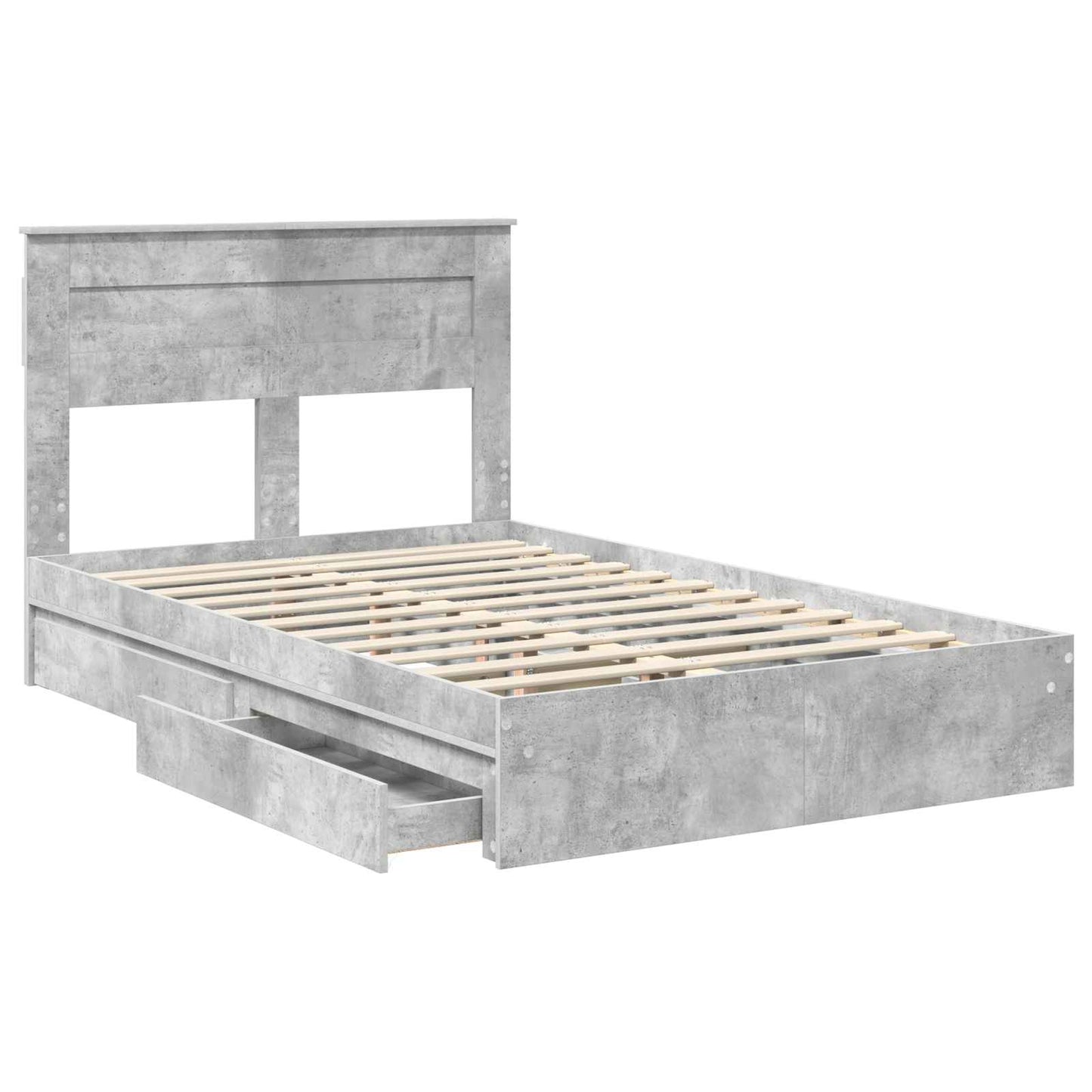 Letto con Contenitore con testiera Grigio cemento 135 x 190 cm