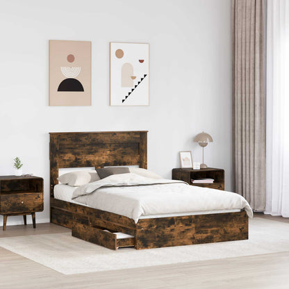 Letto con Contenitore con testiera Rovere fumÃ© 135 x 190 cm