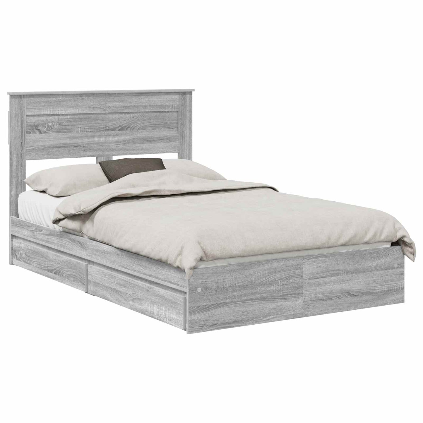 Letto con Contenitore con testiera Grigio Sonoma 135 x 190 cm