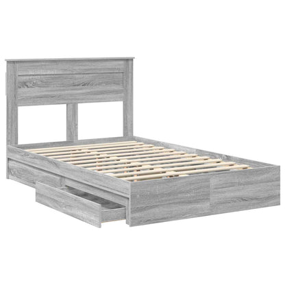 Letto con Contenitore con testiera Grigio Sonoma 135 x 190 cm