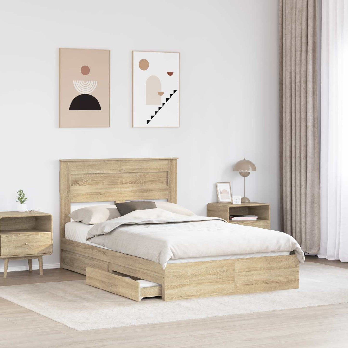 Letto con Contenitore con testiera Rovere Sonoma 120 x 200 cm