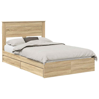 Letto con Contenitore con testiera Rovere Sonoma 120 x 200 cm