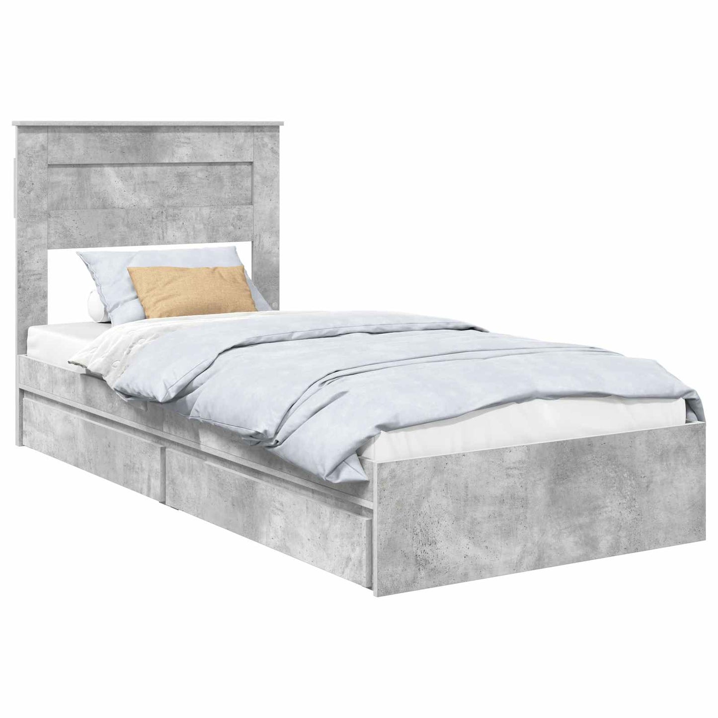 Letto con Contenitore con testiera Grigio cemento 100 x 200 cm