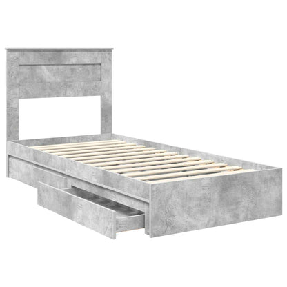 Letto con Contenitore con testiera Grigio cemento 100 x 200 cm