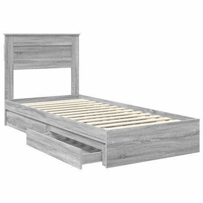 Letto con Contenitore con testiera Grigio Sonoma 100 x 200 cm