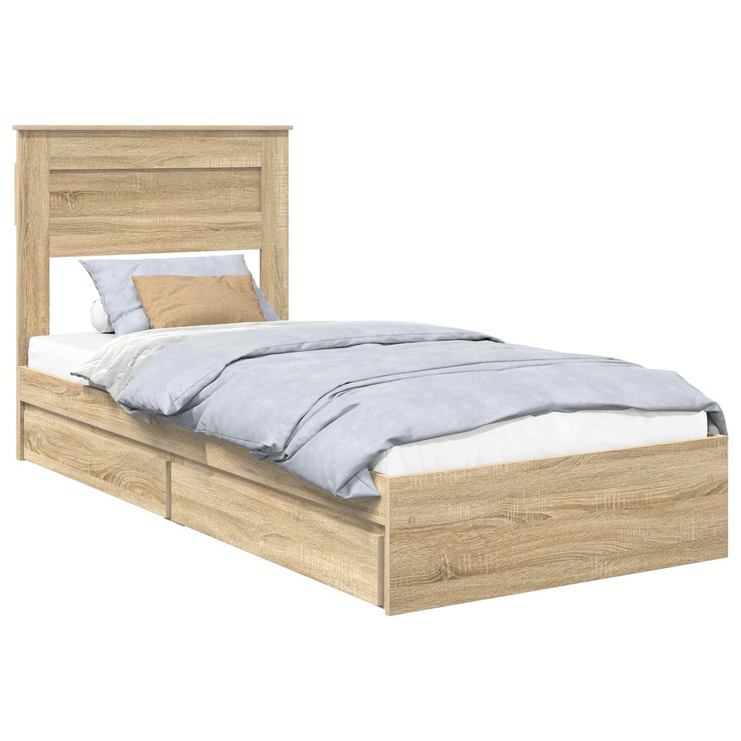 Letto con Contenitore con testiera Rovere Sonoma 90 x 190 cm