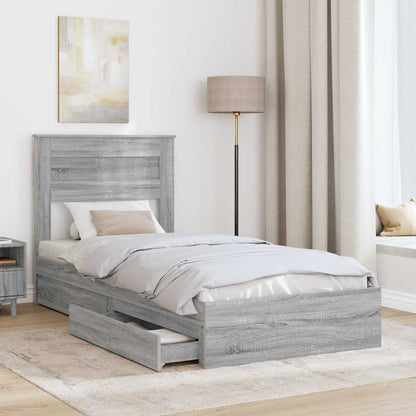 Letto con Contenitore con testiera Grigio Sonoma 90 x 190 cm