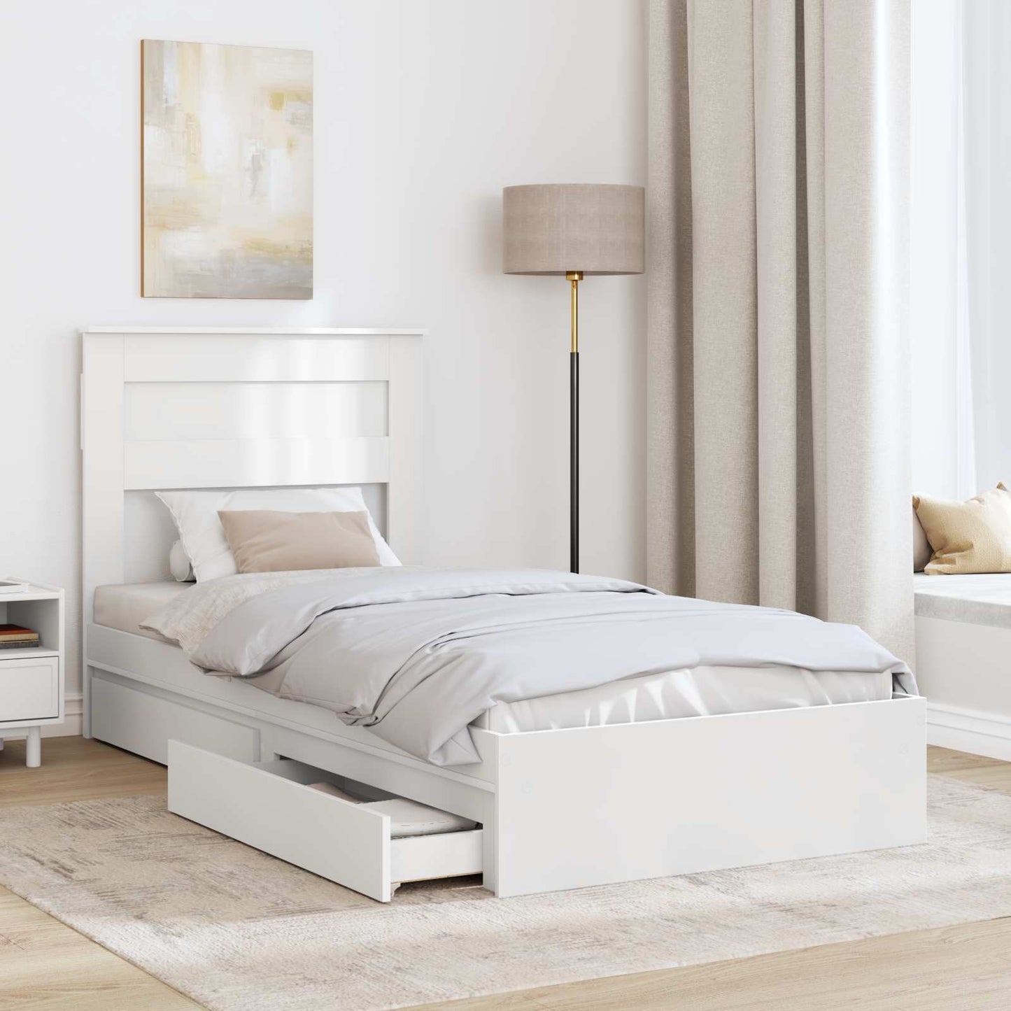 Letto con Contenitore Bianco 90 x 200 cm Legno multistrato