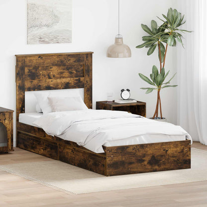 Letto con Contenitore Rovere fumÃ© 90 x 200 cm Legno multistrato