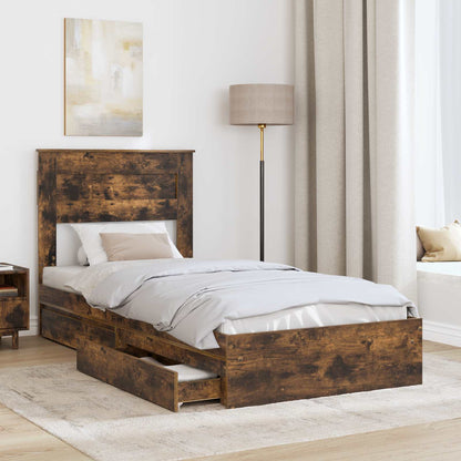 Letto con Contenitore Rovere fumÃ© 90 x 200 cm Legno multistrato