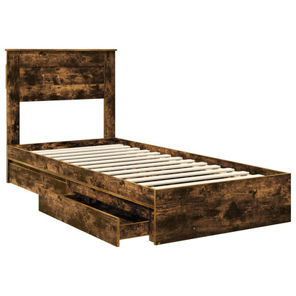 Letto con Contenitore Rovere fumÃ© 90 x 200 cm Legno multistrato