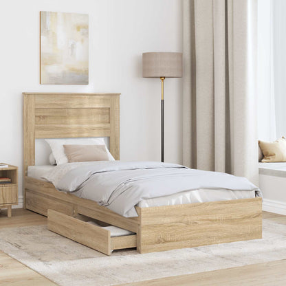 Letto con Contenitore con testiera Rovere Sonoma 75 x 190 cm