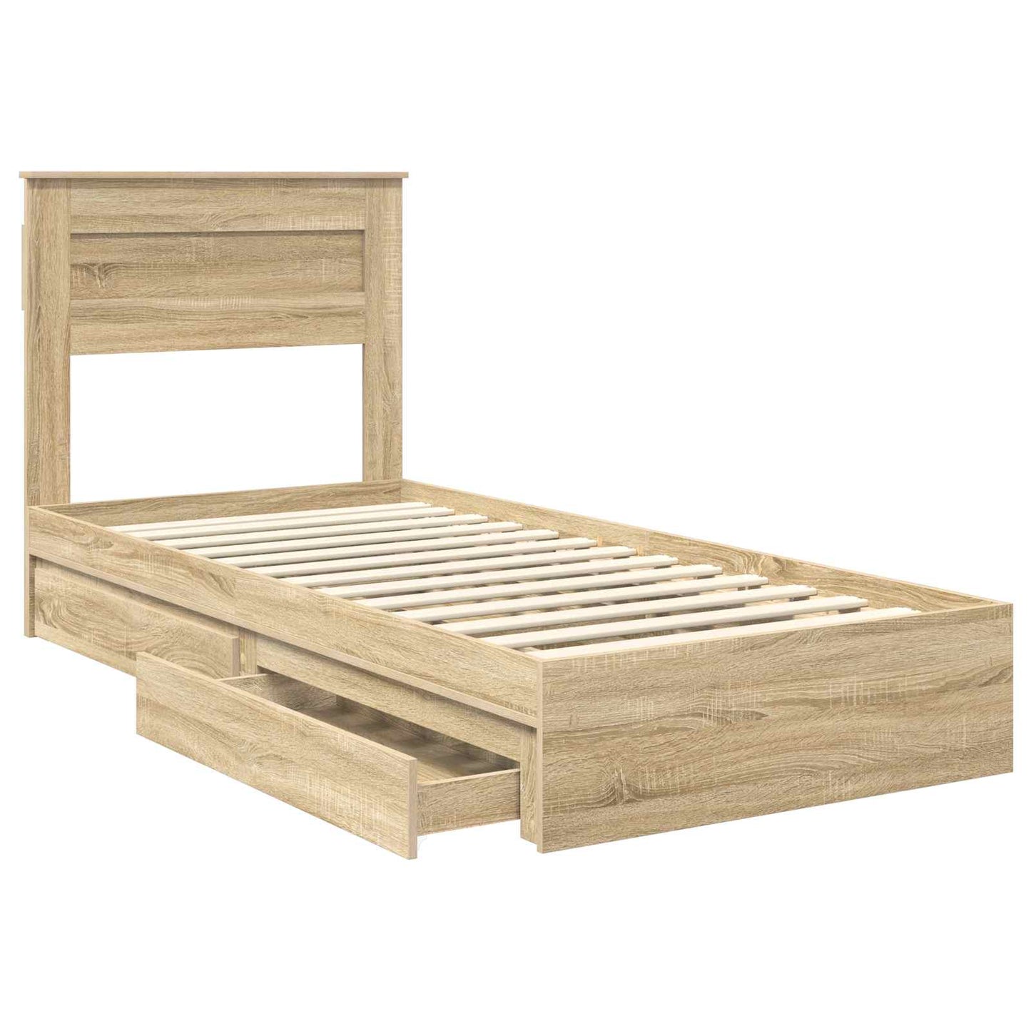 Letto con Contenitore con testiera Rovere Sonoma 75 x 190 cm