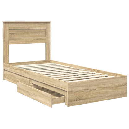 Letto con Contenitore con testiera Rovere Sonoma 75 x 190 cm