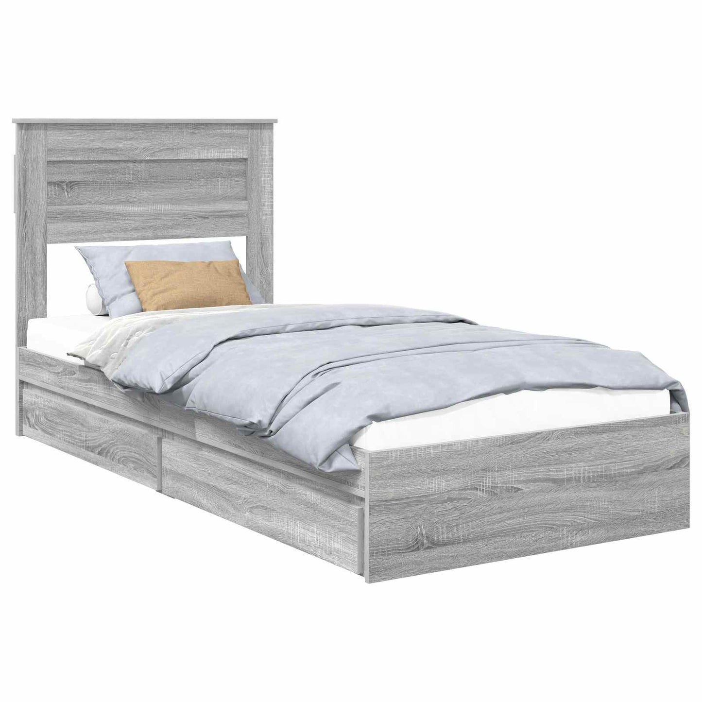Letto con Contenitore con testiera Grigio Sonoma 75 x 190 cm