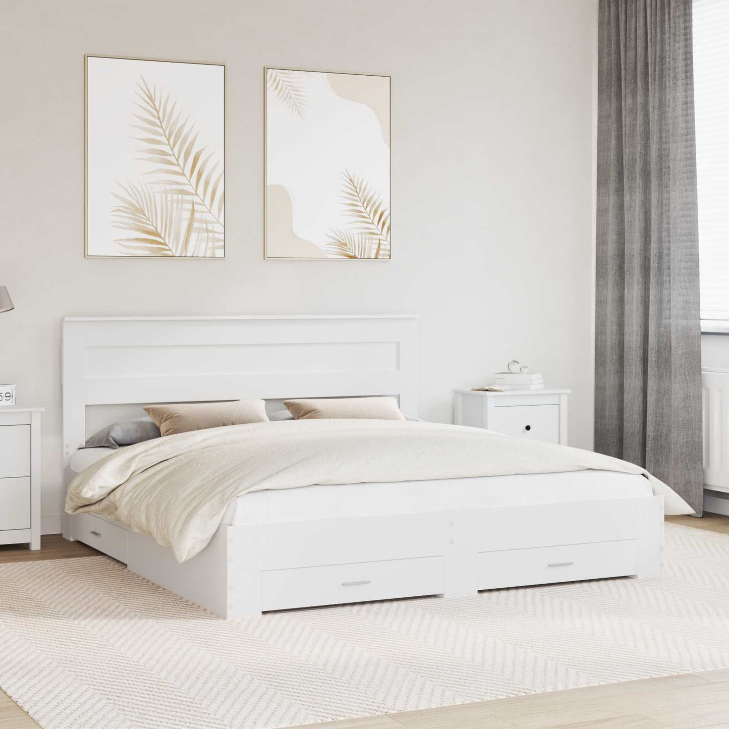 Struttura del letto Bianco 200 x 200 cm Legno multistrato