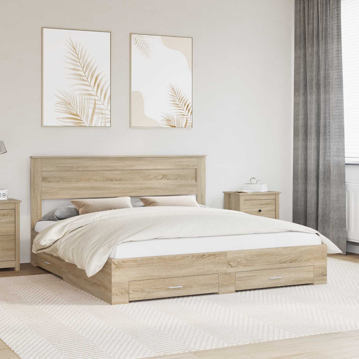 Struttura del letto con testiera Rovere Sonoma 200 x 200 cm