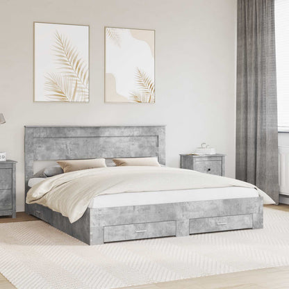 Struttura del letto con testiera Grigio cemento 200 x 200 cm