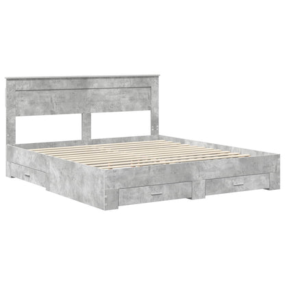 Struttura del letto con testiera Grigio cemento 200 x 200 cm