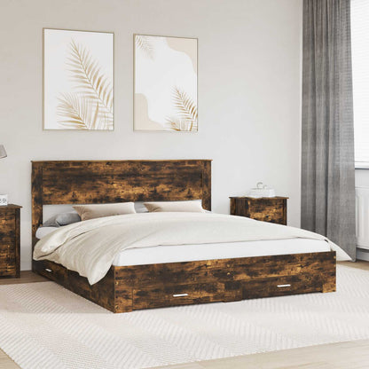 Struttura del letto Rovere fumÃ© 200 x 200 cm Legno multistrato