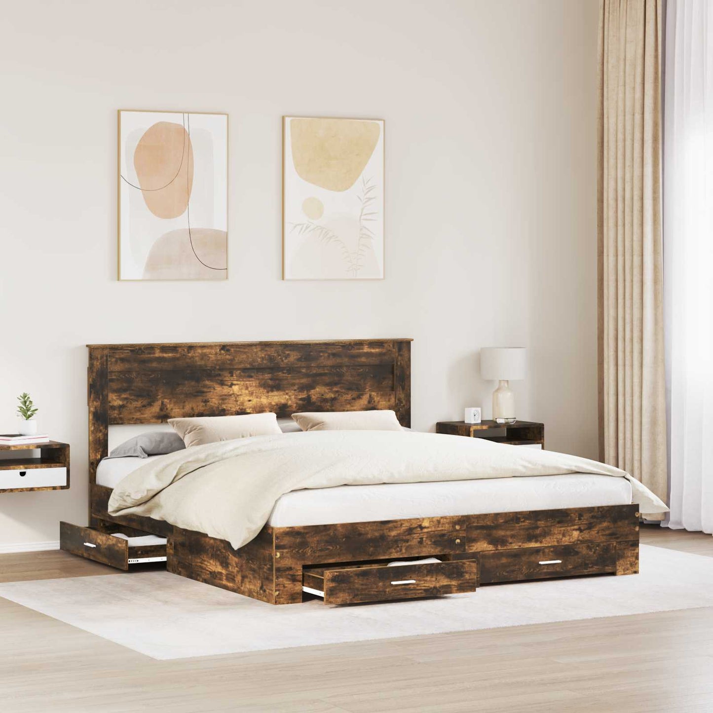 Struttura del letto Rovere fumÃ© 200 x 200 cm Legno multistrato