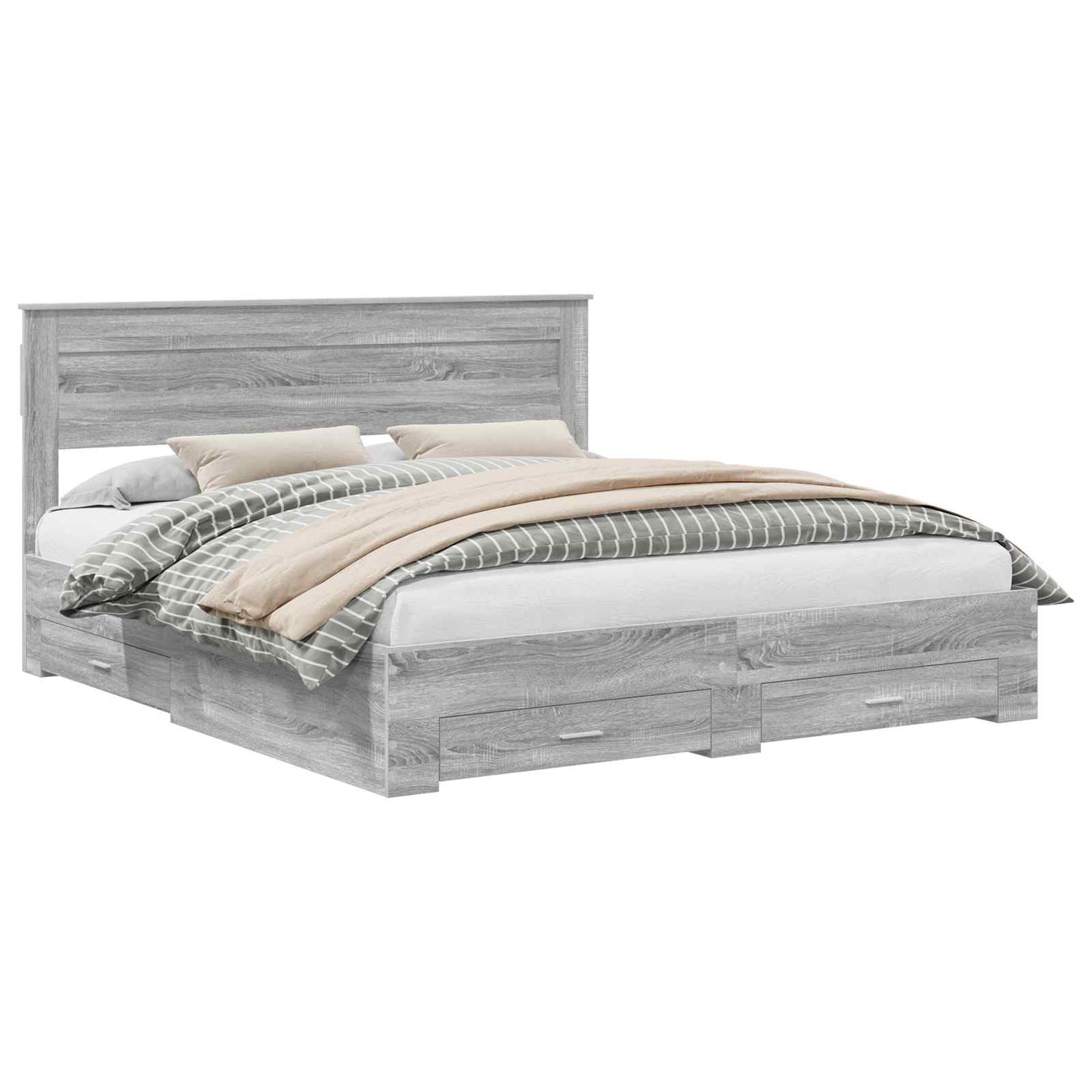 Struttura del letto con testiera Grigio Sonoma 200 x 200 cm