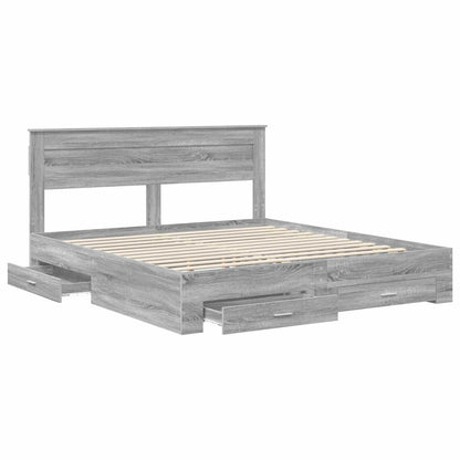 Struttura del letto con testiera Grigio Sonoma 200 x 200 cm