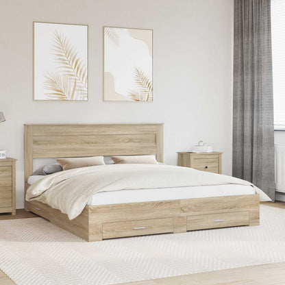 Struttura del letto con testiera Rovere Sonoma 180 x 200 cm