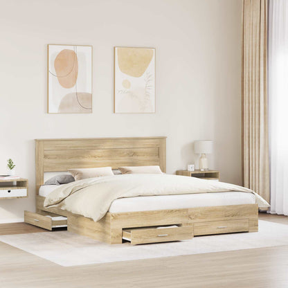 Struttura del letto con testiera Rovere Sonoma 180 x 200 cm