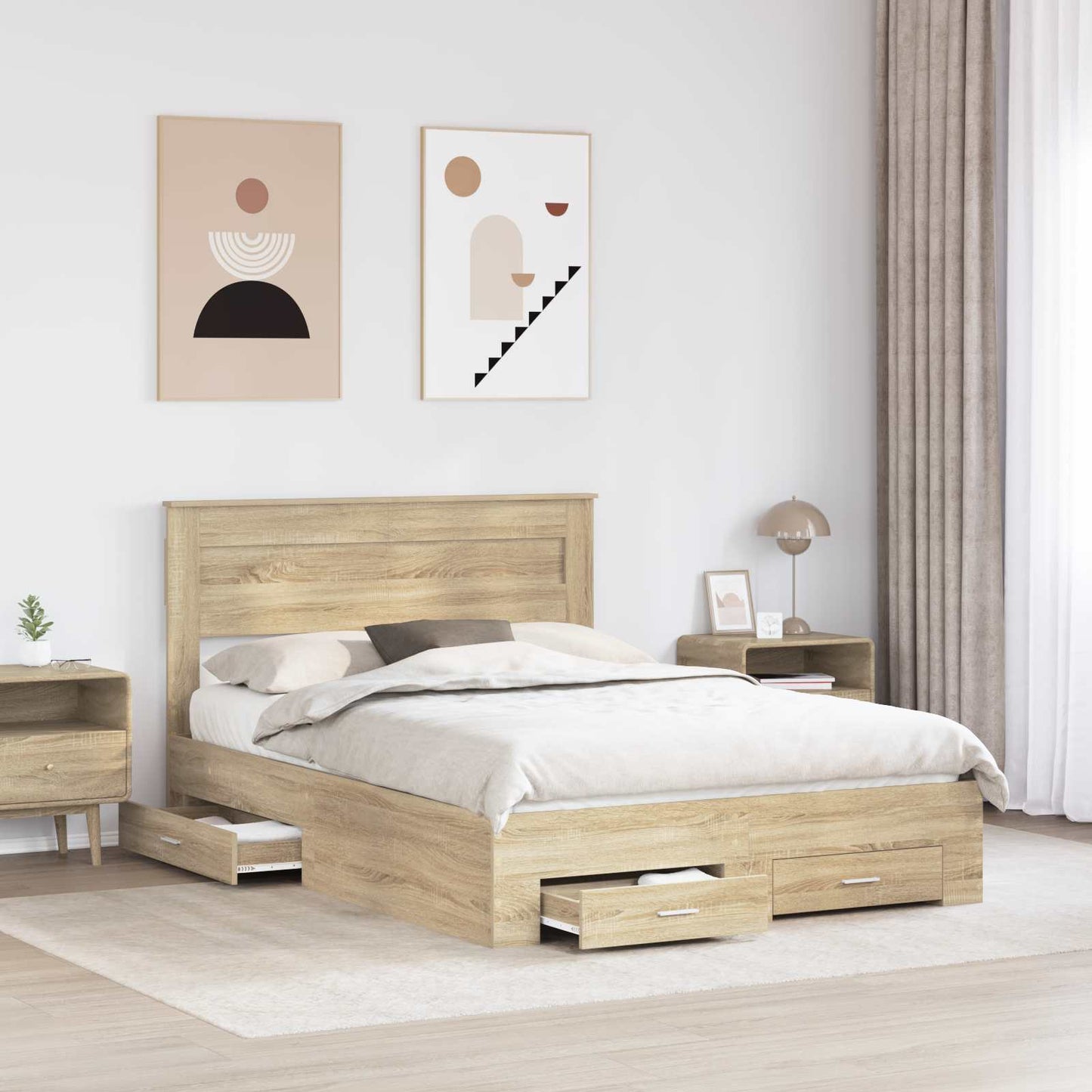 Struttura del letto con testiera Rovere Sonoma 150 x 200 cm