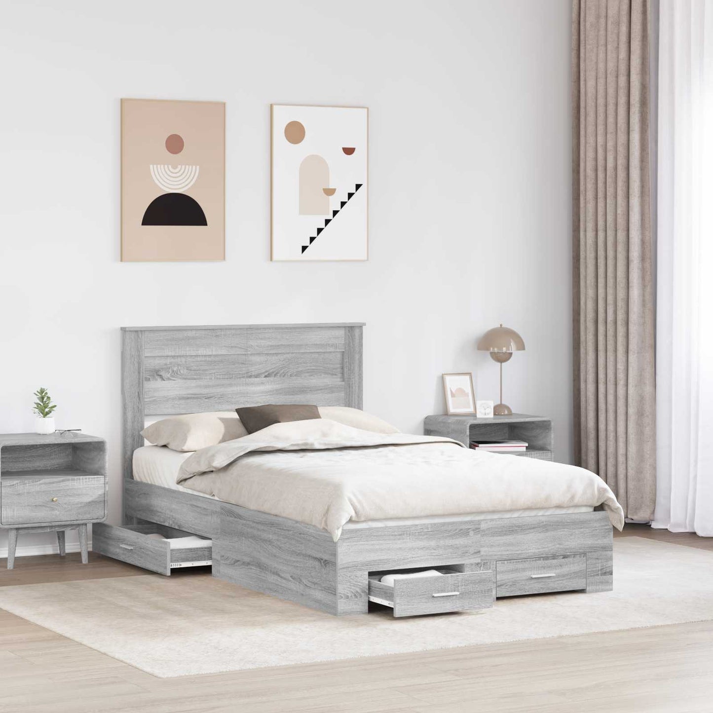 Struttura del letto con testiera Grigio Sonoma 120 x 190 cm