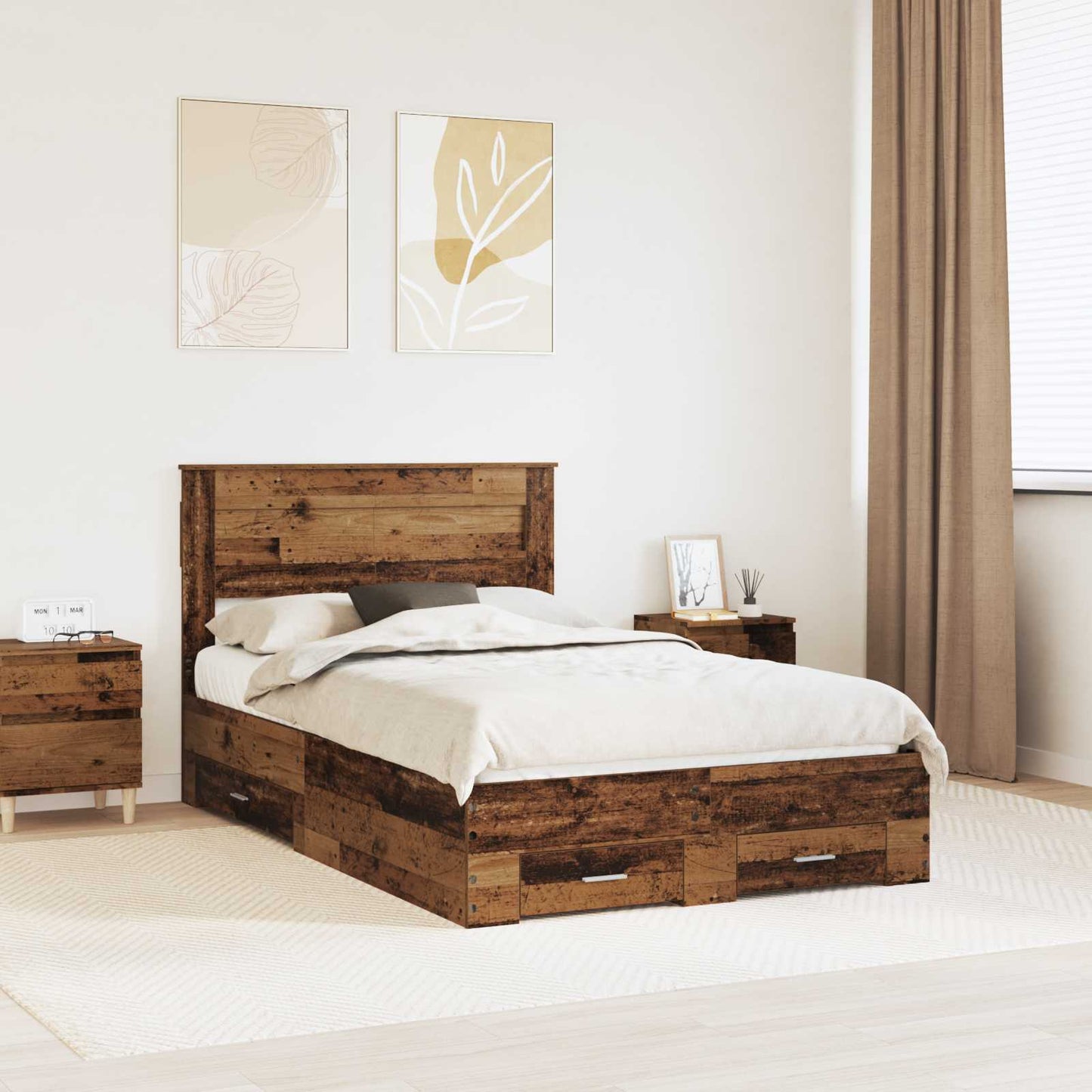Struttura del letto con testiera Legno vecchio 120 x 190 cm