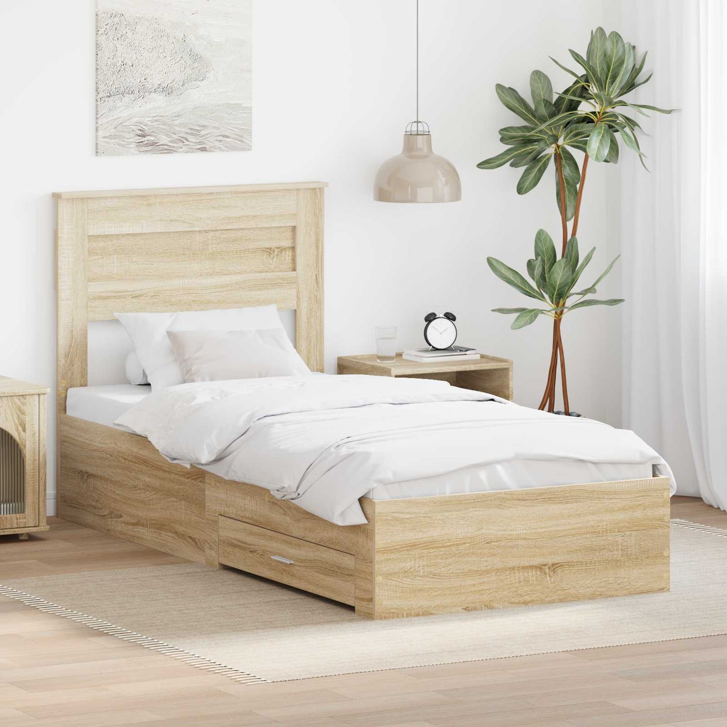 Struttura del letto con testiera Rovere Sonoma 100 x 200 cm