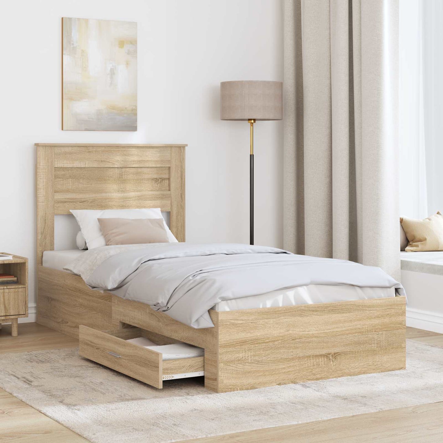 Struttura del letto con testiera Rovere Sonoma 100 x 200 cm