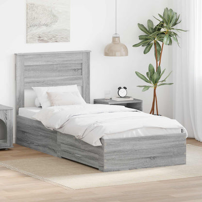 Struttura del letto con testiera Grigio Sonoma 100 x 200 cm