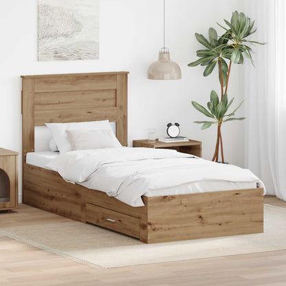 Struttura del letto con testiera Rovere artigianale 90 x 190 cm