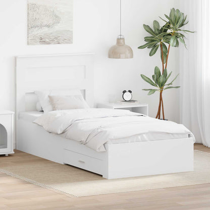 Struttura del letto con cassetto Bianco e Argento 75 x 190 cm