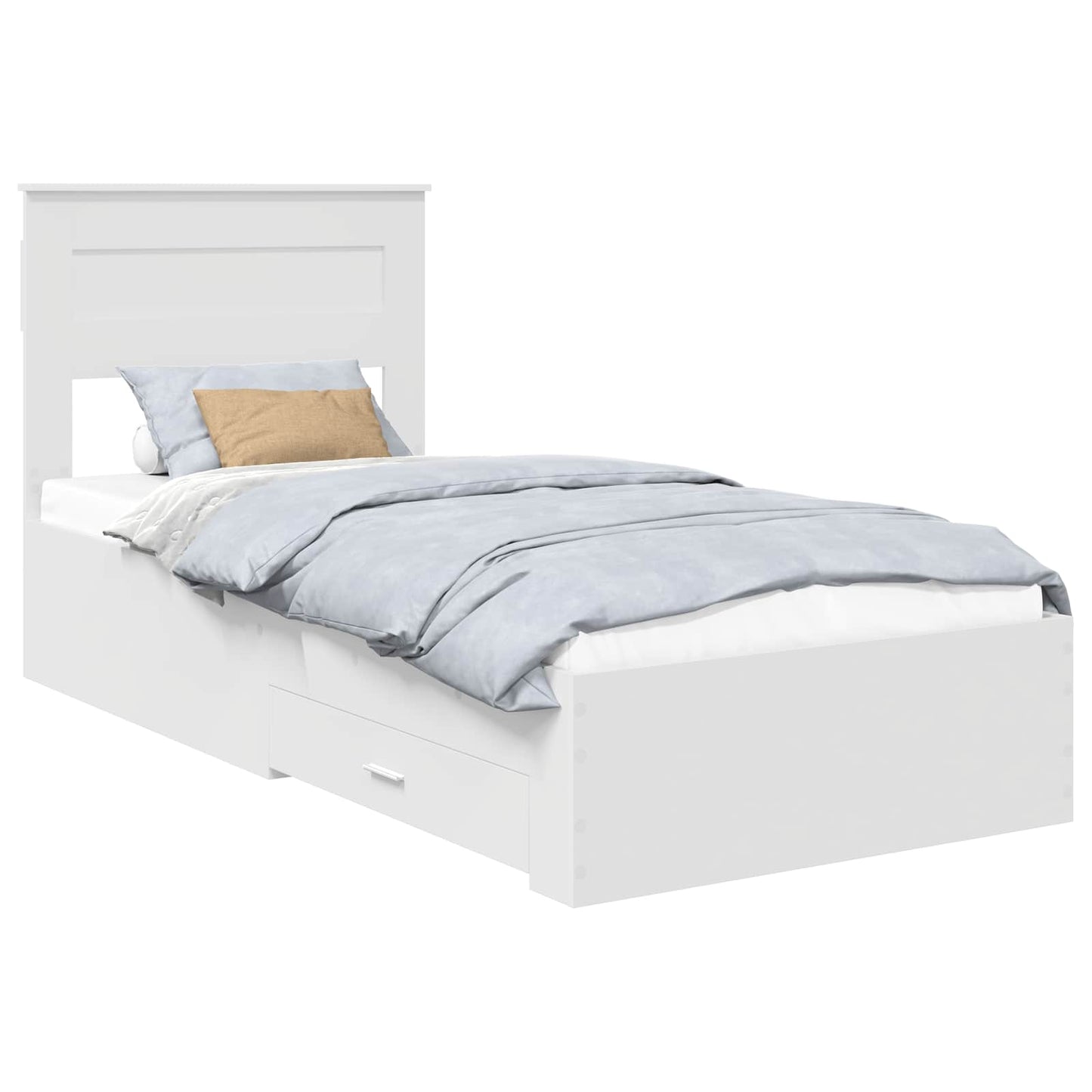 Struttura del letto con cassetto Bianco e Argento 75 x 190 cm