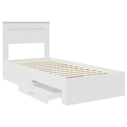 Struttura del letto con cassetto Bianco e Argento 75 x 190 cm
