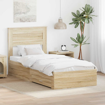 Struttura del letto Rovere Sonoma e Argento 75 x 190 cm