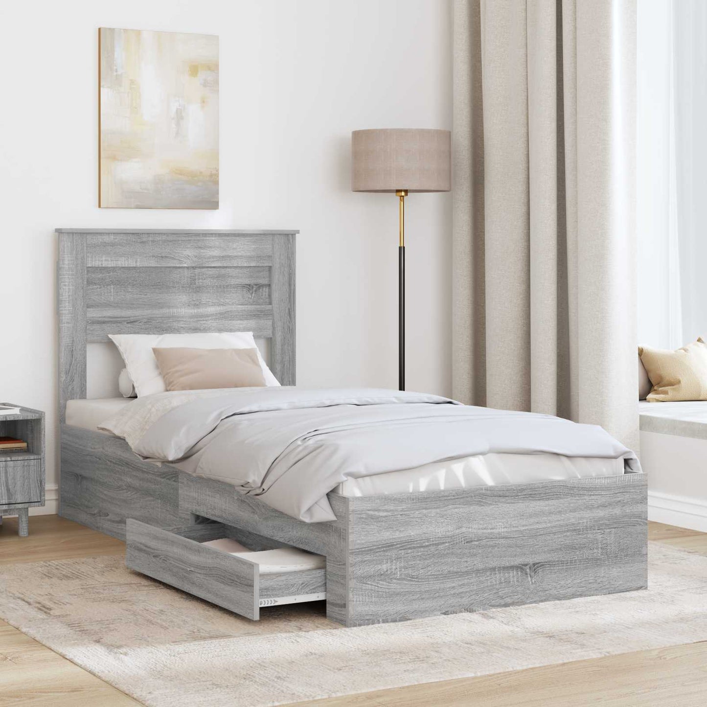 Struttura del letto Grigio Sonoma e Argento 75 x 190 cm