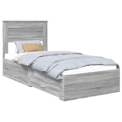 Struttura del letto Grigio Sonoma e Argento 75 x 190 cm